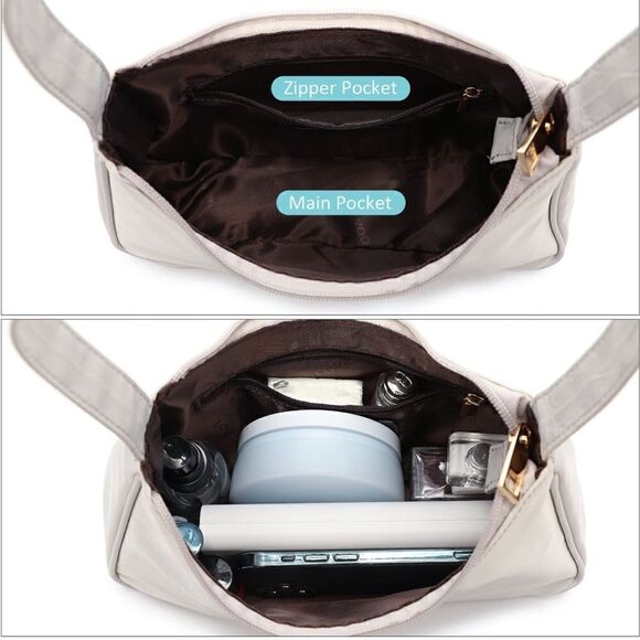 Taupe Nylon Shoulder Bag  - Picture 3 of 4